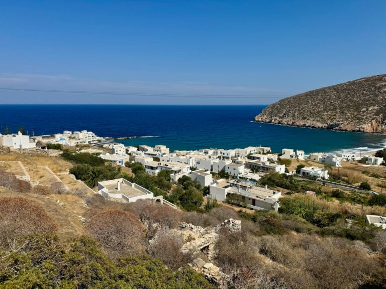 beautiful coastal view of cycladic village